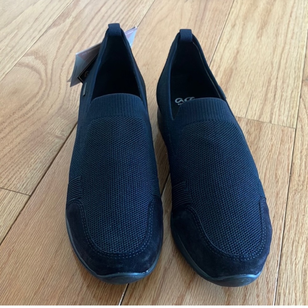 Ara Women's Leena Black Wovenstretch Casual Slip-on Walking Sneaker Size 9.5 US